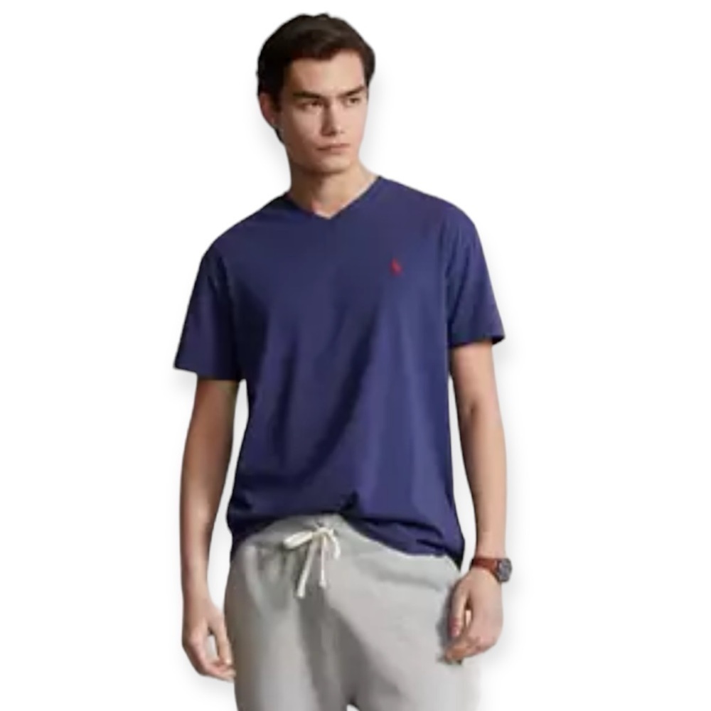 Polo Ralph Lauren Men’s Classic Fit Cotton V-Neck T-Shirt Short Sleeve Sz M Blue